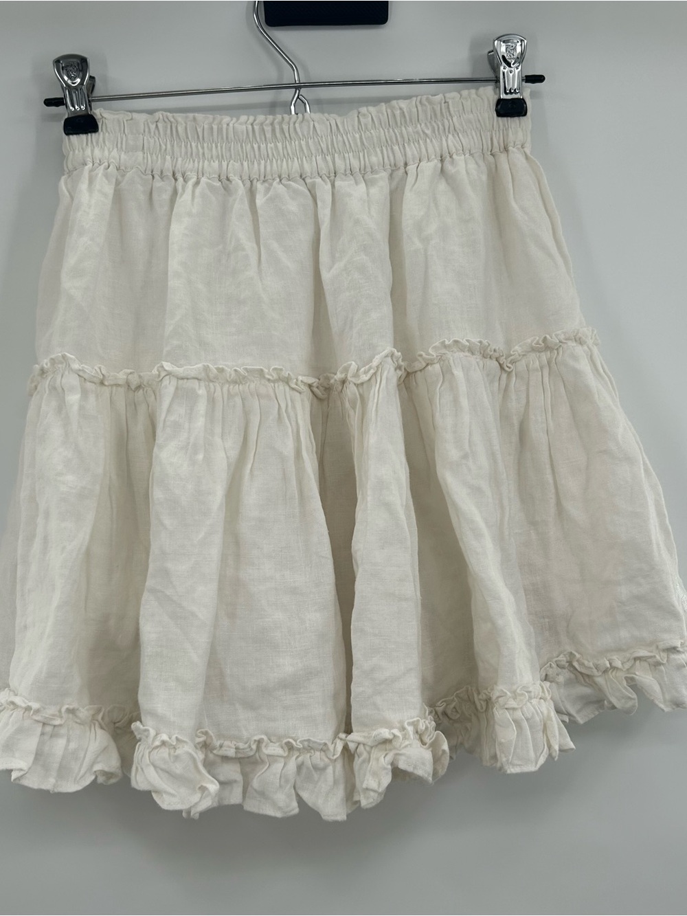 Hill House White Tiered Romantic Cottage Cotton Ruffle Skirt Medium